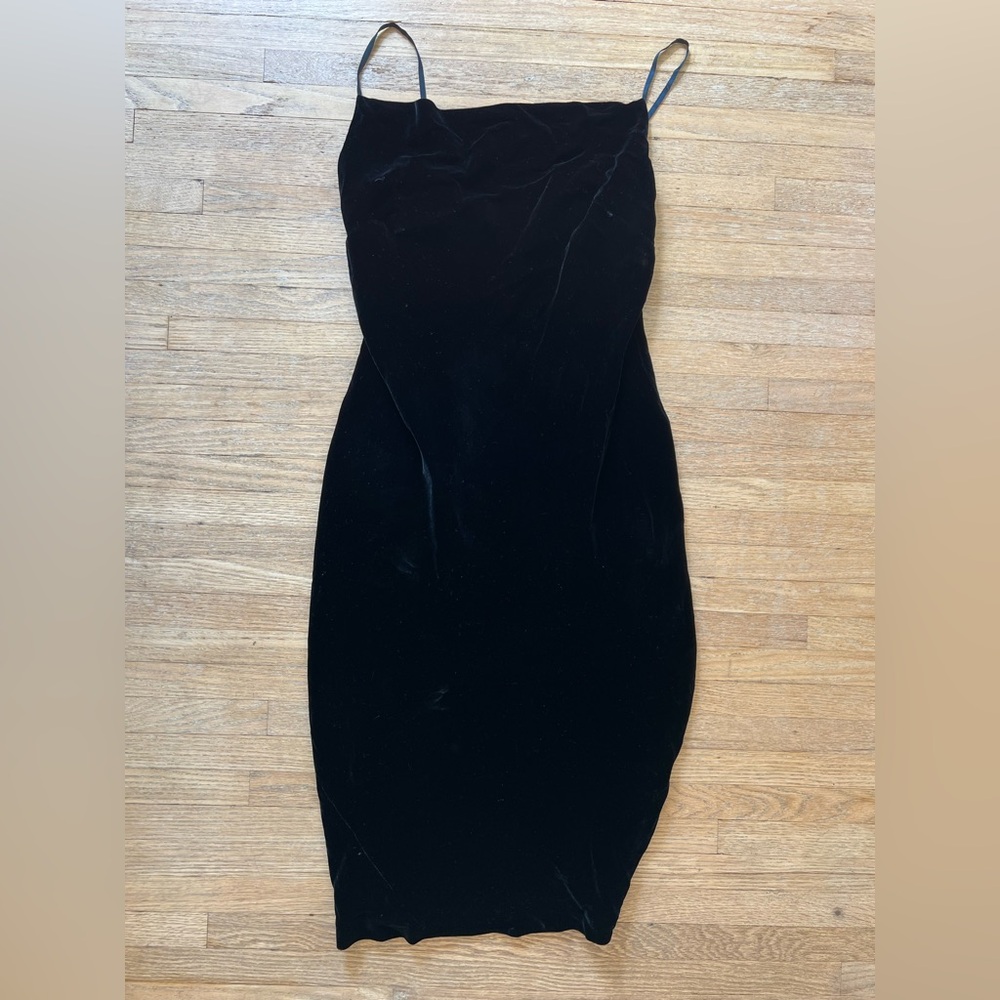 Vintage Banana Republic Black Velvet Shift Dress Size 0